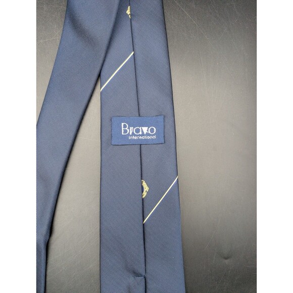 Lions Clubs International Blue Tie Yellow Logo Pattern 100% Polyester Bravo - Picture 2 of 6